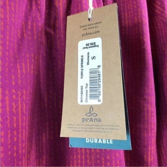 Prana Off Shoulder Blouse Pink Orange Size S - Picture 4 of 7